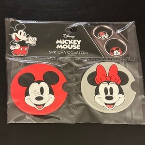 Disney Mickey & Minnie Car Cup Coaster Set - Red & Gray